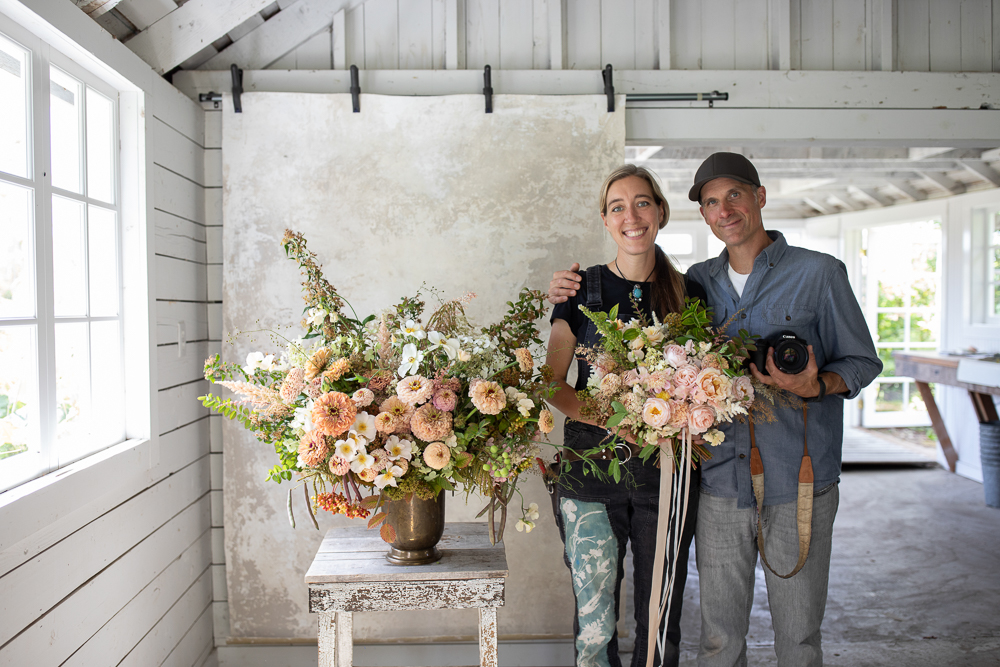Erin and Chris Benzakein in the studio at Floret
